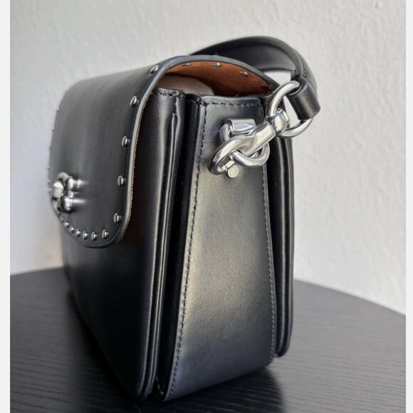 Coach Cassie 19 with Rivets Smooth Black Leather, Bonus Hang Tag - Picture 14 of 16